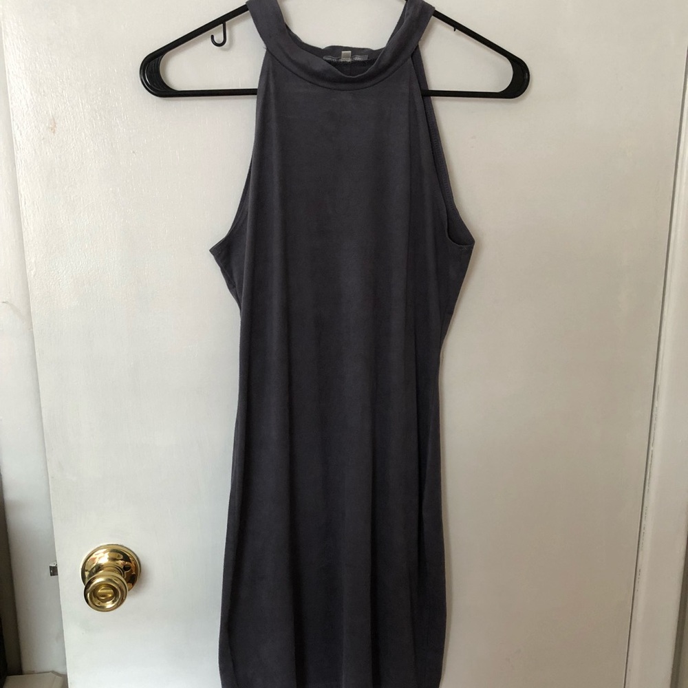 Grey Suede Body Con Dress Size S